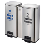Stainless Steel Pedal Trash Can Large Wet And Dry Double Bucket With Lid Garbage Sorting Box 60 Liters Sand Silver Steel 【641*290*690 mm】