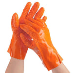 Full Immersion Rubber Labor Protection Gloves Thickened Particles Antiskid Wear Resistant Acid And Alkali Resistant Gloves 5 Pairs / Pack