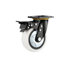 Milky White Nylon (PA) Swivel Casters 4pcs Pack 6 Inch Flat Bottom Caster with Double Brake Heavy Duty Universal Wheel - 4pcs