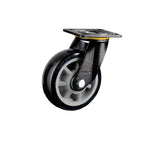 Black 6 Inch Plate Swivel Caster 4pcs Pack Flat Bottom Movable Heavy Duty Gray Core Polyurethane Caster Universal Wheel - 4pcs