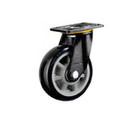 Black 6 Inch Plate Swivel Caster 4pcs Pack Flat Bottom Movable Heavy Duty Gray Core Polyurethane Caster Universal Wheel - 4pcs