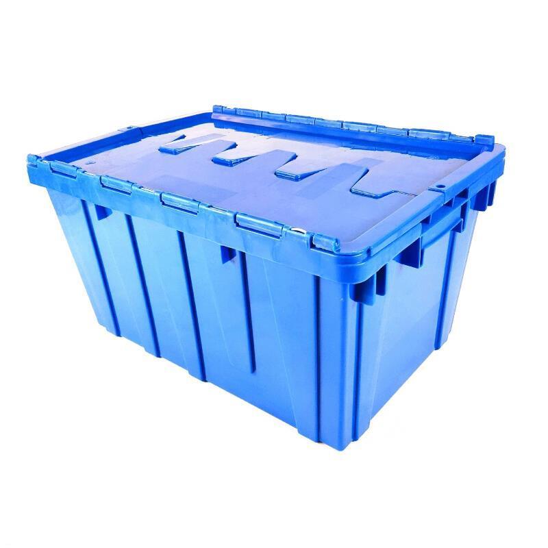 600 * 400 * 270mm Inclined Plug Turnover Box With Cover Logistics Transfer Box Material Basket Inclined Plug Box Super Distribution Box Blue