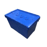 600 * 400 * 330mm Inclined Plug Turnover Box With Cover Logistics Transfer Box Material Basket Inclined Plug Box Super Distribution Box Blue