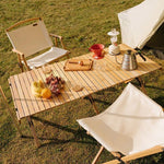 Egg Roll Table Solid Wood Outdoor Folding Table Camping Self Driving Tour Family Travel Equipment Picnic Table And Chair Set