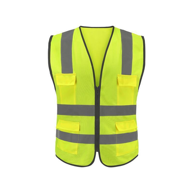 6 Pieces Reflective Vest Back Center Warp Knitted Fluorescent Yellow High Visibility Safety Vest with Pockets