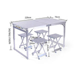 120 * 70cm Outdoor Portable Folding Table And Chair Combination Set Outdoor Barbecue Stall Table + Four Aluminum Alloy Stools