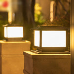 Solar Column Head Lamp Outdoor Waterproof Simple Modern Villa Garden Fence Lamp Outdoor LED Yard Gate Column Lamp Landscape Decoration Lamp