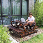 Outdoor Courtyard Tables And Chairs Conjoined Wheel Leisure Tables And Chairs Solid Wood Carbonization