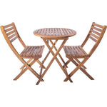 Balcony Tables And Chairs Solid Wood Combination Folding Home Simple Acacia Wood Outdoor Anti-corrosion Small Tea Table 2 Chairs + 1 60cm Round Table