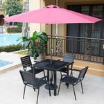 Outdoor Plastic Wood Table And Chair 4 Armchair + 1 Square table 80+ 1 Iron Column Umbrella 2.7m