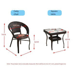 Balcony Tables And Chairs Rattan Chair Three Piece Set Woven Chair Household Small Square Table Leisure Tables And Chairs Coffee Black