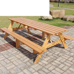 Anticorrosive Wood Leisure Outdoor Table And Chair Combination Table Set Products Conjoined Tables And Chairs Length 120 x Width 60 x Height 60 CM