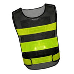 Reflective Vest Shoulder Velcro Black Net Yellow Stripe Reflective Vest Night Running Riding Traffic Warning Backpack Suit Reflective Strip