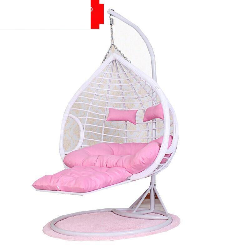 Hanging Chair Balcony Hanging Basket Indoor Swing Rocking Chair Outdoor Hammock Rocking Chair White Luxury Version (Armrest + Large)