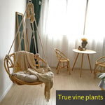 Rocking Chair Hanging Chair Real Rattan Cotton Rope Single Indoor Outdoor Swing Cradle Rocking Chair Swing Single Basket