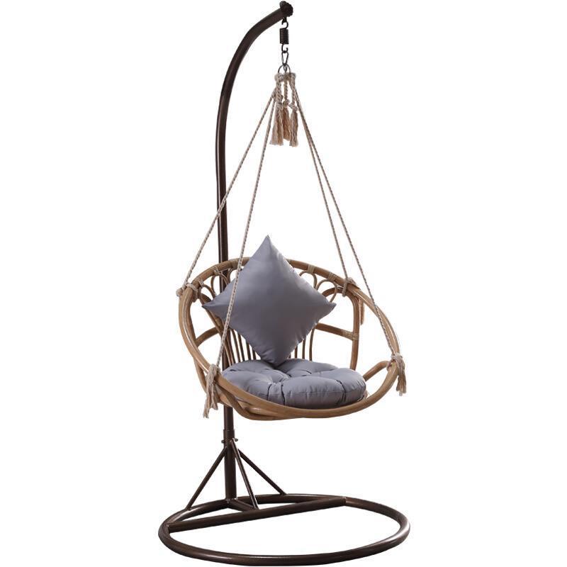 Rocking Chair Hanging Chair Real Rattan Cotton Rope Single Indoor Outdoor Swing Cradle Rocking Chair Swing Single Basket