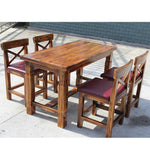 Outdoor Carbonized Anticorrosive Wood Table And Chair Combination Courtyard Open Balcony Garden Solid Wood 80 CM Square Table 4 Chairs