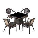 Outdoor Courtyard Table And Chair Combination Balcony Rattan Three Piece Set Modern Simple Home Stay Rattan Chair Resort Courtyard Teahouse PE Imitation Leisure Combination 2 High Back Chairs + 64 Storage Table
