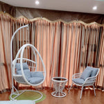 Balcony Hanging Basket Rattan Chair Swing Cradle Indoor Household Bird's Nest Hammock Lazy Courtyard Tables And Chairs Leisure Furniture Space Basket White Single + Tea Table + Leisure Chair