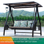 Rocking Chair Reclining Outdoor Swing Cast Aluminum Alloy Solar Hanging Balcony Two Person Leisure Basket Adult Courtyard - USun Panel Three Person + Solar Atmosphere Lamppgrade - PC