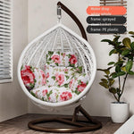Hanging Chair Outdoor Swing Basket Rattan Household Leisure Lazy Indoor Balcony Bird's Nest Hammock Cradle Rocking Luxury White (bold Rattan) With Pillow