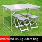 Outdoor Tables And Chairs Aluminum Alloy Folding Portable Barbecue Exhibition Industry Stalls Self Driving Picnics Mahjong Car Single With Holes (excluding Stools)