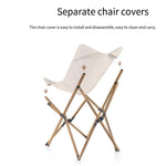 Aluminum Alloy Outdoor Folding Stool Camping Chair Park Picnic Portable Camping Table Fishing Butterfly Beige (including Canvas Storage Bag)