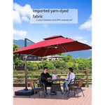 Outdoor Courtyard Table And Chair Sunshade Umbrella Large Terrace Villa Garden Square Leisure Combination Luxury 3.5m Square + 180kg Base