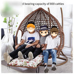 Hand-made Balcony Double Person Hanging Basket Outdoor Swing Bird's Nest Chair Nordic Rattan Chair Bed Indoor Cradle Outdoor Swing Rocking Chair Lazy Chair Straw Hat Style