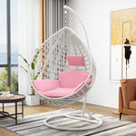 Hanging Basket Single Chair Balcony Swing Indoor Rattan Rocking Reclining Chair Bird's Nest Courtyard Rattan Single Double Bird's Nest Dormitory Bedroom Hammock Single White With Armrest + Big Gift Bag