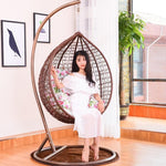Furniture Balcony Hanging Chair Rocking Indoor Hanging Basket Rattan Single Double Bedroom Girl Swing Lazy Bird's Nest Cradle Chair With Cushion Pillow No Routine Welcome Rattan Single Coffee