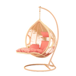 Hanging Chair Family Balcony Hammock Hanging Basket Rattan Chair Rocking Chair Rattan Single Person With Armrest + Pedal - White