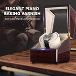CHIYODA Watch Winder Deluxe Piano Baking Varnished Handmade Wooden Watch Box With Quiet Mabuchi Motor And 12 Rotation Modes, LCD Digital Display
