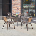 Outdoor Balcony Table And Chair Rattan Chair Combination Courtyard Tea Table Rattan Chair Charm Coffee 4 Chair + 80 Square Table