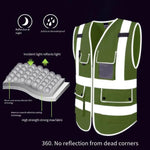 6 Pieces Reflective Vest Zipper Reflective Vest Fluorescent Yellow Green Car Traffic Safety Warning Vest 4 Reflective Strips Environmental Sanitation Construction Duty Riding Safety Suit Fluorescent Color