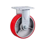 6 Inch Red Fixed Heavy Duty Casters 4pcs Pack Iron Core Polyurethane Caster Directional Wheel with Double Ball Bearings- 4pcs