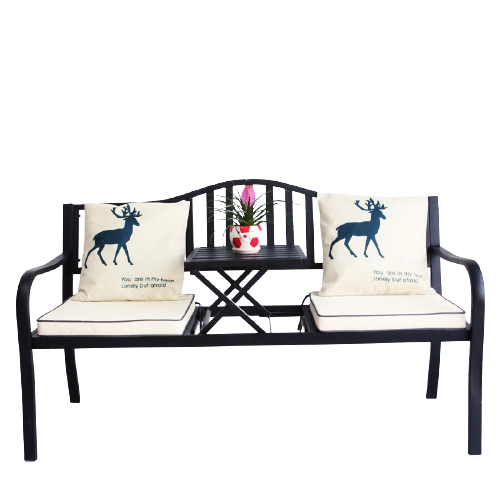 Balcony Table And Chair Three Piece Set Outdoor Chair Iron Art Creative Tea Table Courtyard Lifting Small Combination Outdoor Leisure Simple Tea Athens Black