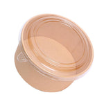 100 Pieces / Pack Kraft Paper Bowl Disposable Bowl Take Away Box Round Thickened Soup Bowl Lunch Box Lunch Box 1500ml With Cover