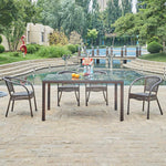 Outdoor Balcony Table And Chair Rattan Chair Combination Courtyard Tea Table Rattan Chair Charm Coffee 4 Chair + 80 Square Table