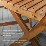 Balcony Tables And Chairs Solid Wood Combination Folding Home Simple Acacia Wood Outdoor Anti-corrosion Small Tea Table 2 Chairs + 1 60cm Round Table