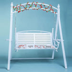 Double Iron Rocking Chair Swing Hammock Reclining Chair Balcony Courtyard Hanging Basket + Rattan + 2 Cushions + Colored Lights + Tools