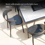 Outdoor Cast Aluminum Barbecue Table And Chair Outdoor Villa Courtyard Table And Chair Combination 6 Ox Horn Chair + 1 Aluminum Barbecue Cone 122cm
