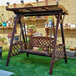 Swing Outdoor Courtyard Solid Wood Rocking Chair Villa Terrace Hanging Chair Anti-corrosion Wooden Swing Double Hanging Chair Hammock