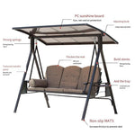 Outdoor Swing Rocking Chair Balcony Iron Double Swing Chair Outdoor Garden Hammock [Cushion + Atmosphere Lamp] Three Person Swing