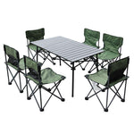 Outdoor Folding Table And Chair Set Portable Aluminum Alloy Table Picnic Barbecue Table Large Green 6 Chairs With 1 M 53 Extended And Widened Table