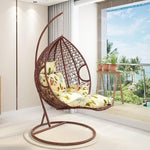 Balcony Hanging Chair Single Double Bedroom Girl Swing Lazy Bird's Nest Bassinet Chair With Cushion Pillow Coffee Color