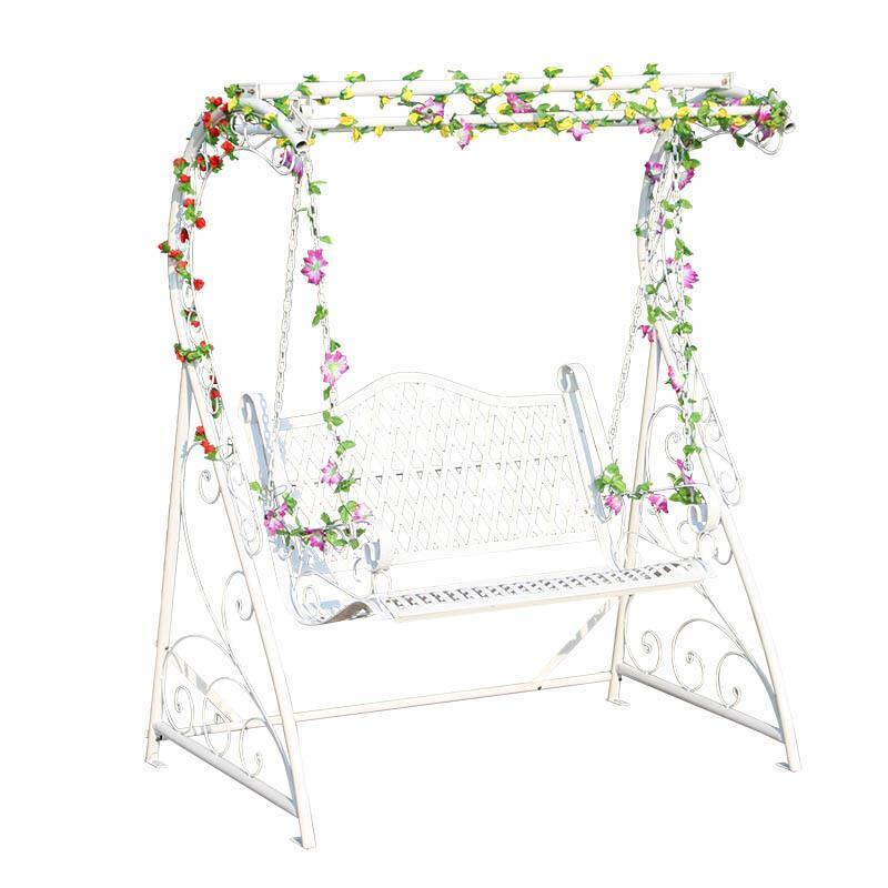 White Double Swing Basket Iron Indoor Household Outdoor Courtyard Garden Balcony Rocking Chair White Swing