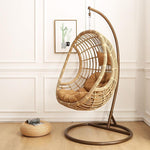 Hanging Basket Chair Bedroom Single Rocking Chair Indoor Balcony Lazy Hanging Chair Thick Line Retro Yellow With Cushion