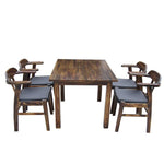 Outdoor Carbonized Anticorrosive Wood Table And Chair Combination Courtyard Open Balcony Garden Solid Wood 80 CM Square Table 4 Chairs