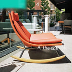 Nordic Outdoor Waterproof Sunscreen Rocking Chair Outdoor Garden Courtyard Rattan Chair Sofa Living Room Home Afternoon Tea Lazy Leisure Chair